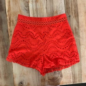 NWOT TOPSHOP Broderie Anglaise Shorts (EYELET RED)
